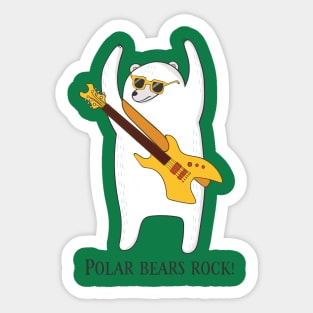 Polar Bears Rock, Funny Cute Polar Bear Sticker